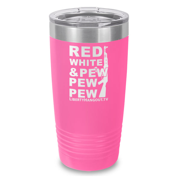 Red White And Pew Laser Etched Tumbler
