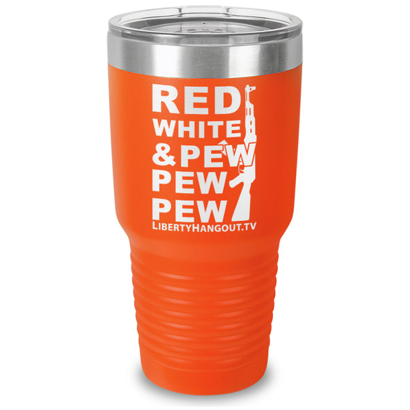 Red White And Pew Laser Etched Tumbler